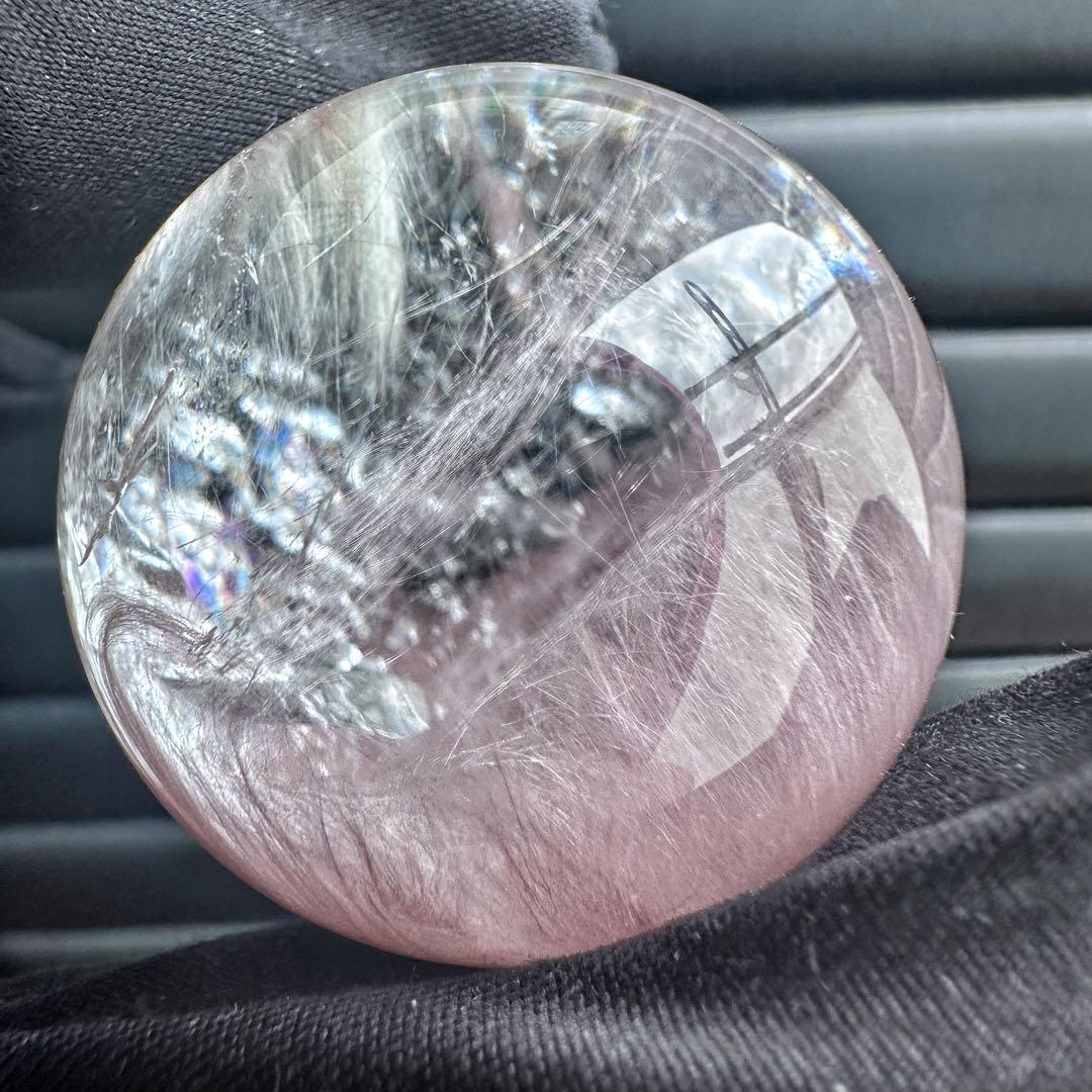 極上別格品❗️超美品♡レインボー☆ピンクサゲニティックインクォーツ丸玉A1295