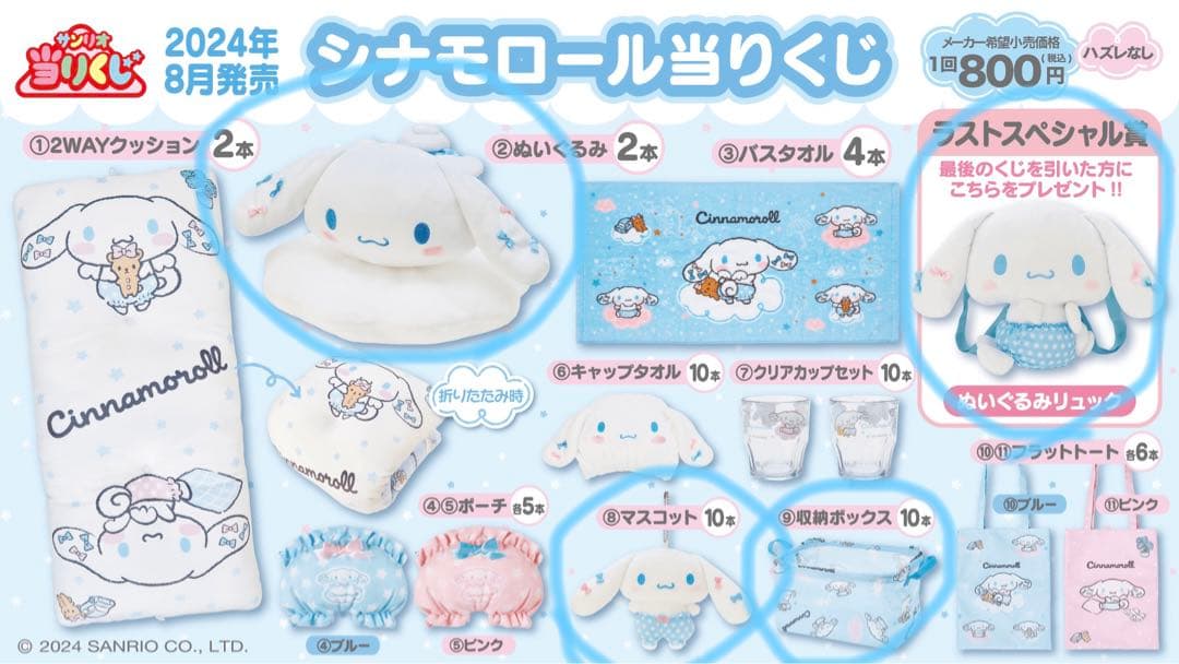 シナモン 一番くじ サンリオ シナモロール 当たりくじ ラストワン賞