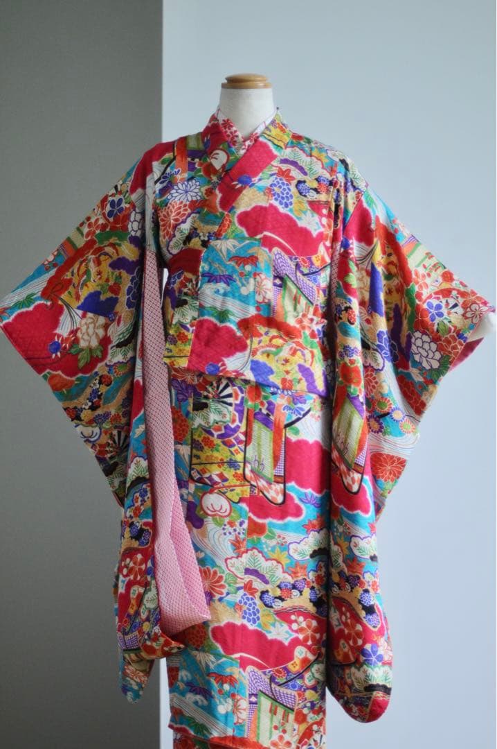 七五三 アンティーク 7歳 女の子 フルセット アンティーク着物 正絹 ピンク