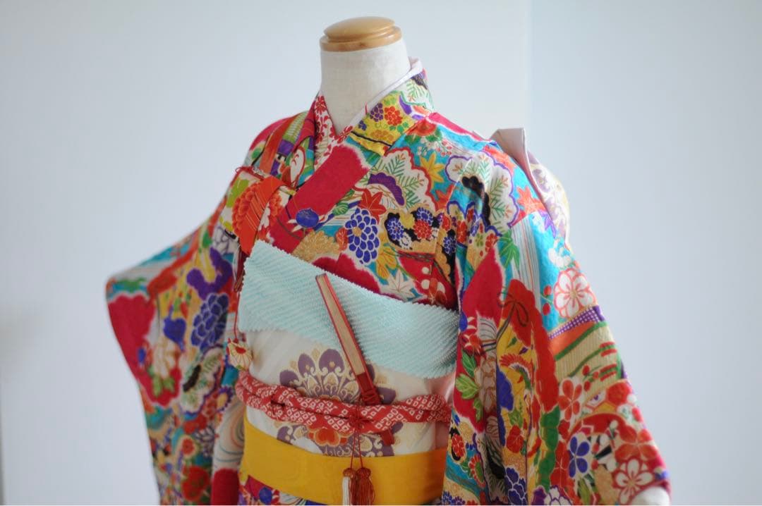 七五三 アンティーク 7歳 女の子 フルセット アンティーク着物 正絹 ピンク