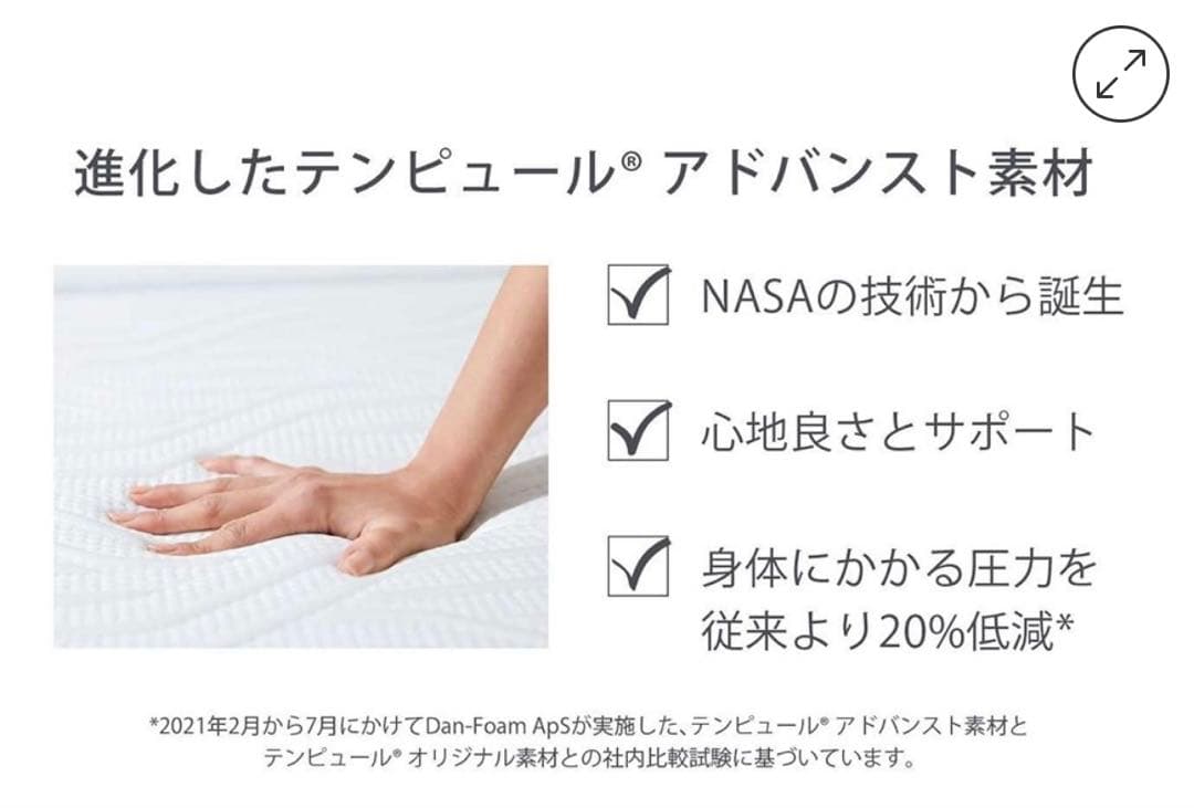 未使用品　TEMPUR プリマフトン　シングル 97x195x8cm