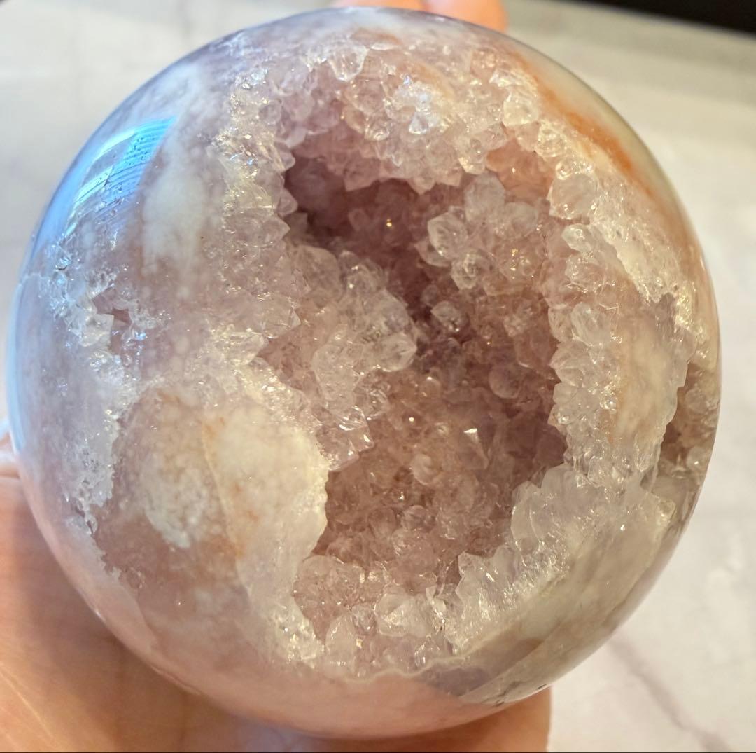 ピンクアメジスト スフィア 丸玉 ⑤ 笑口 ジオード 天然石