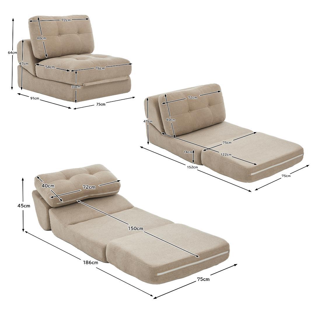 折りたたみ ソファベッド 1人掛け [幅75cm] リクライニング コンパクト