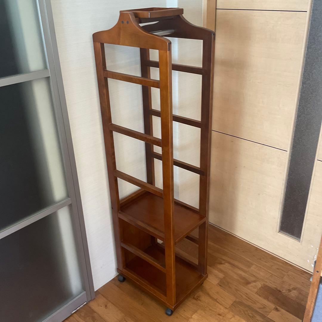 『専用品』豊岡クラフト　木製 ハンガーラック　日本製　上部トレイ・キャスター付き 幅90cm］ ハンガーラック 小物トレイ付 キャスター付 可動棚