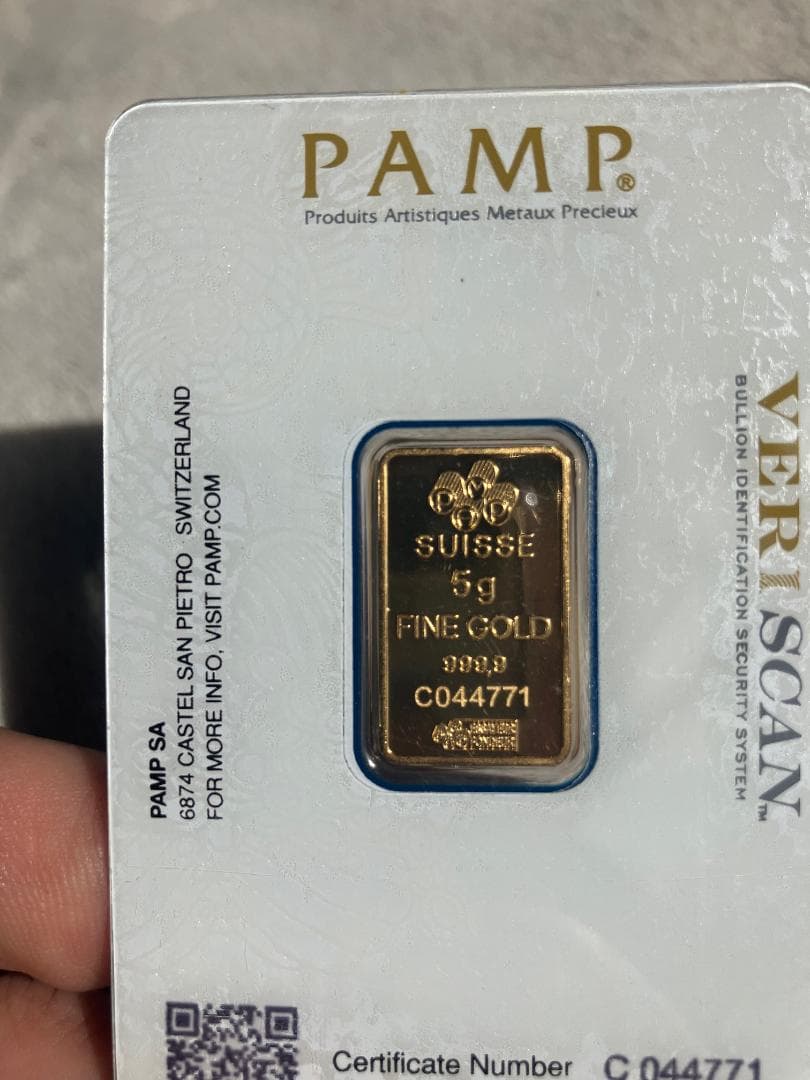 PAMP FINE GOLD　金999.9　5g　密封ケース入り (5-3)