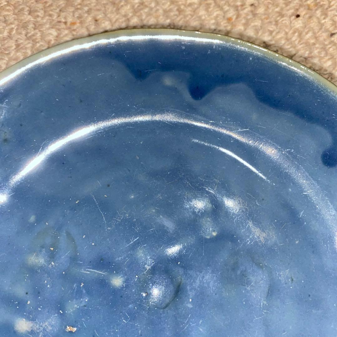 瑠璃色　皿　清時代　初期