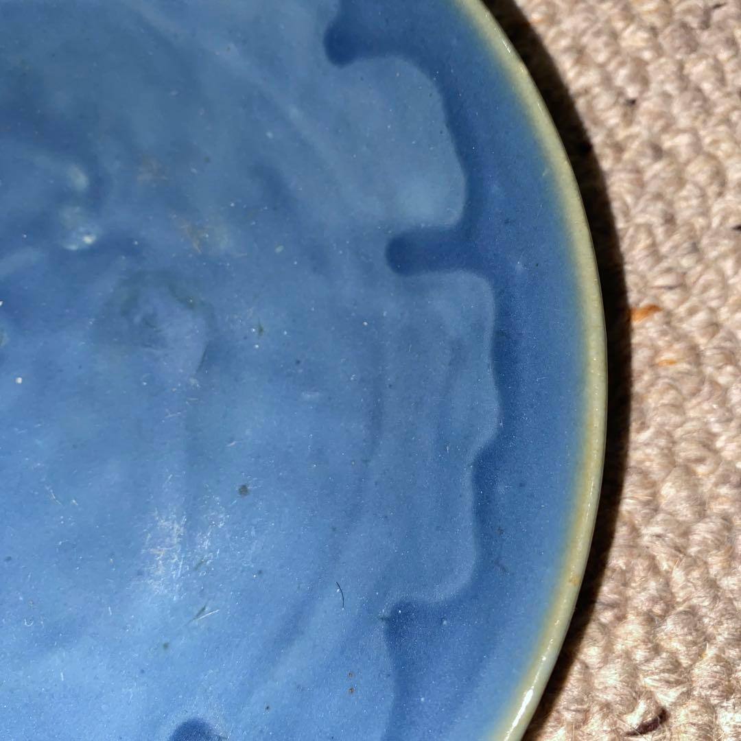 瑠璃色　皿　清時代　初期