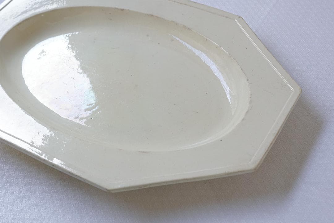 フランスアンティーク 　19世紀　オクトゴナル　オーバルプレート　38.7cm