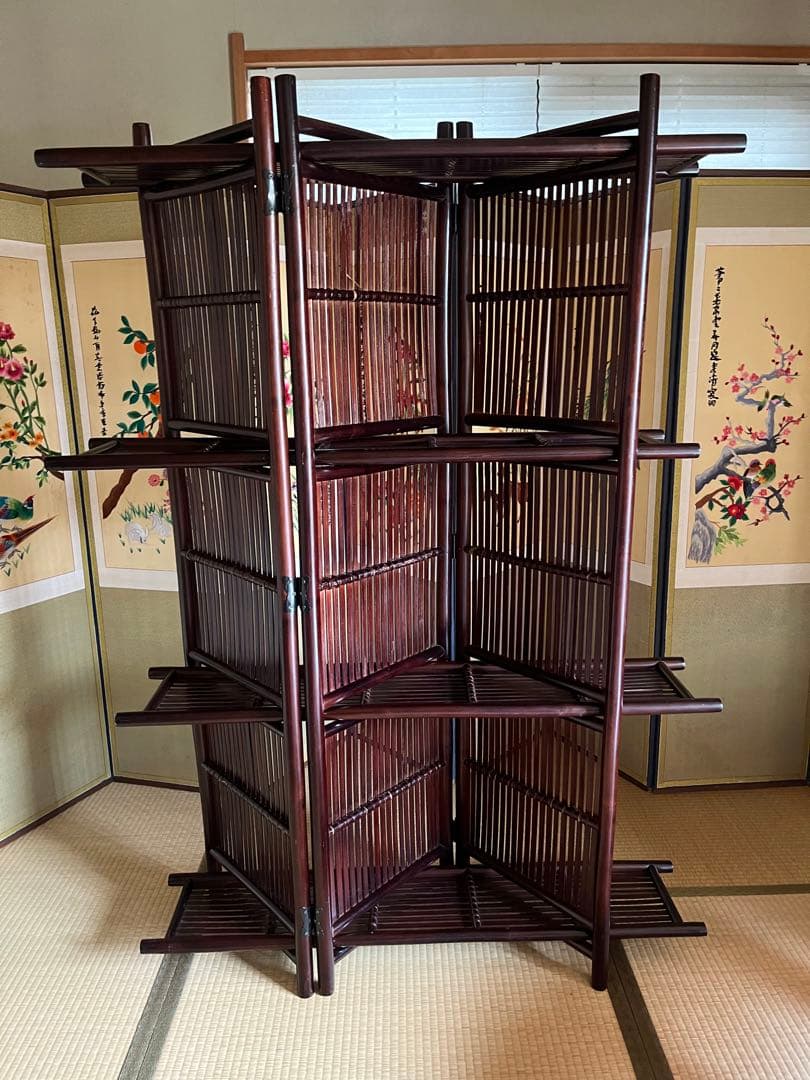 竹 飾り棚 衝立 昭和レトロ 什器 インテリア