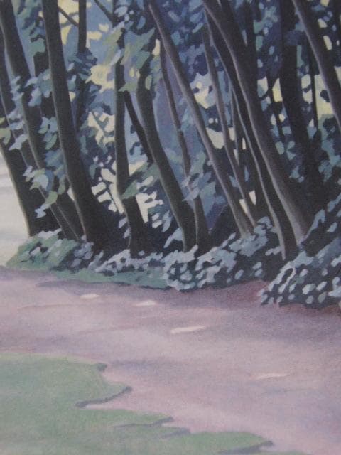 長橋繁、【真夏のロスチャイルド公園】、希少な額装用画集画、新品高級額 額装付