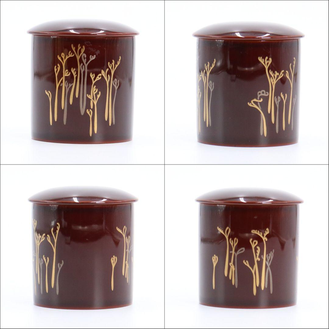 竹内幸斎作 蕨蒔絵 金輪寺 茶器 溜塗 共箱 茶道具　C42