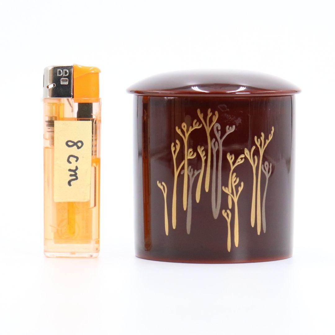 竹内幸斎作 蕨蒔絵 金輪寺 茶器 溜塗 共箱 茶道具　C42