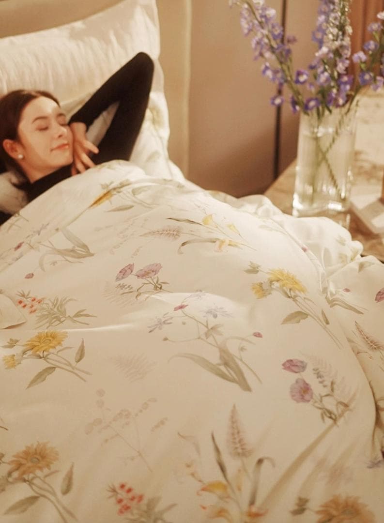 オーダーメイド エジプト超長綿100% 600TC ホワイト ボタニカル リーフ