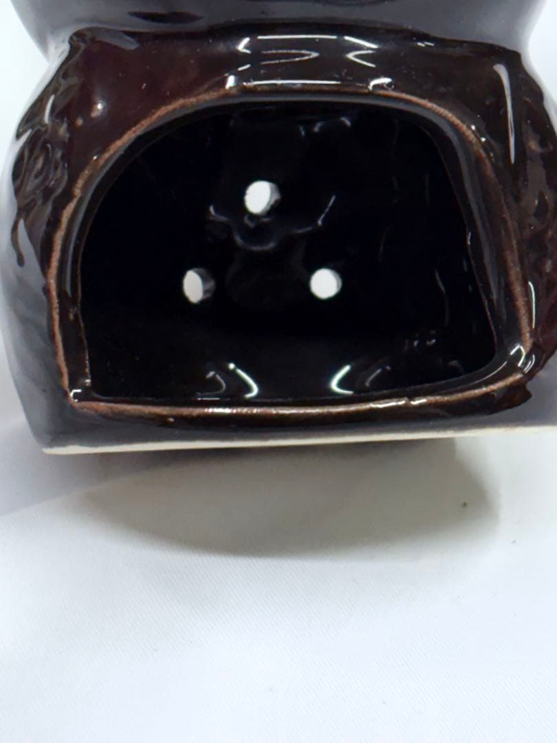 アロマオイルバーナー フクロウ 香炉 アロマポット 黒と青 開運 梟 ふくろう