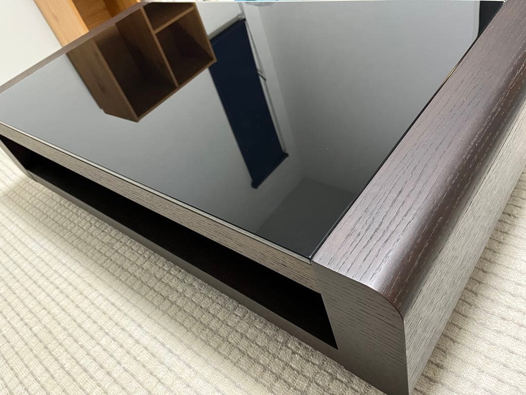 【美品】 [幅120cm]ローテーブル ブラックガラス ベルネ