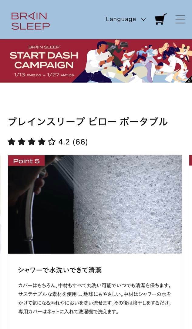 ブレインスリープ　ポータブル枕　ネックピロー　カバー付き