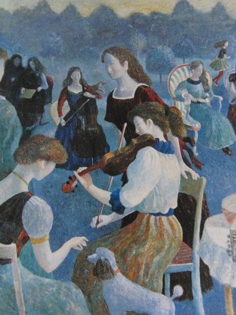 泉地靖雄、【ガーデンパーティ】、希少な大判額装用画集より、美品