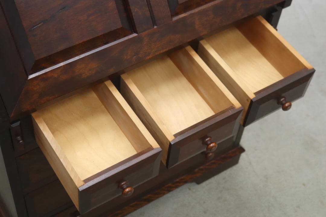 松本民芸家具 ライティングビューロー ミズメザクラ無垢材 デスク キャビネット