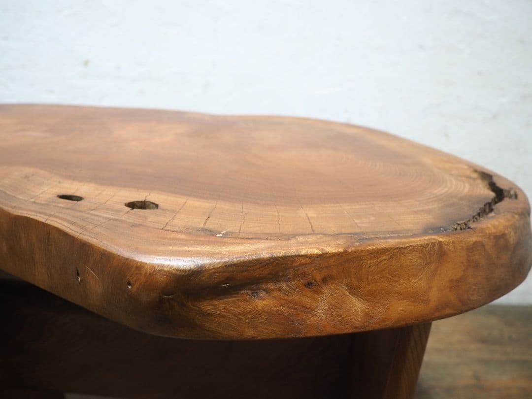 1203 けやきのセンターテーブル　欅　展示台　陳列台　椅子　ベンチ　レトロ