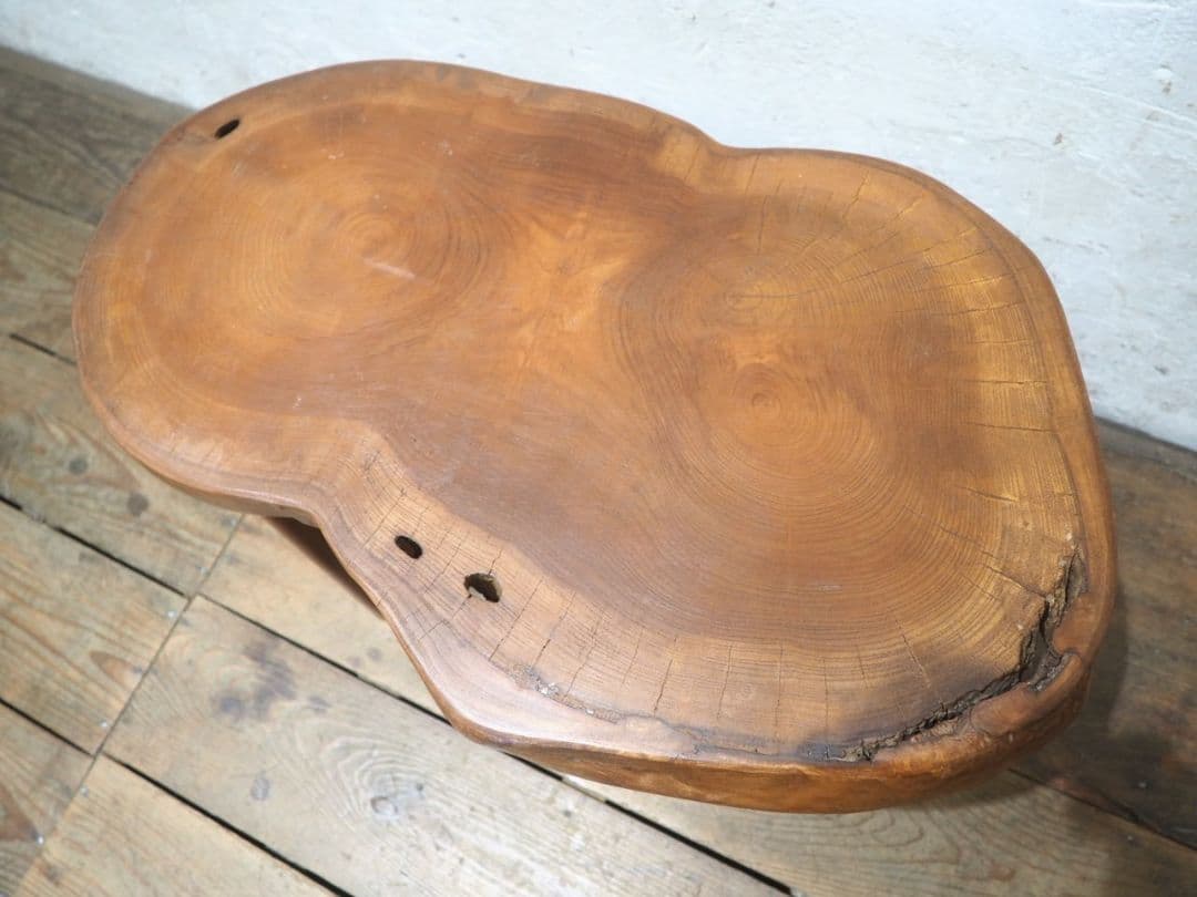 1203 けやきのセンターテーブル　欅　展示台　陳列台　椅子　ベンチ　レトロ