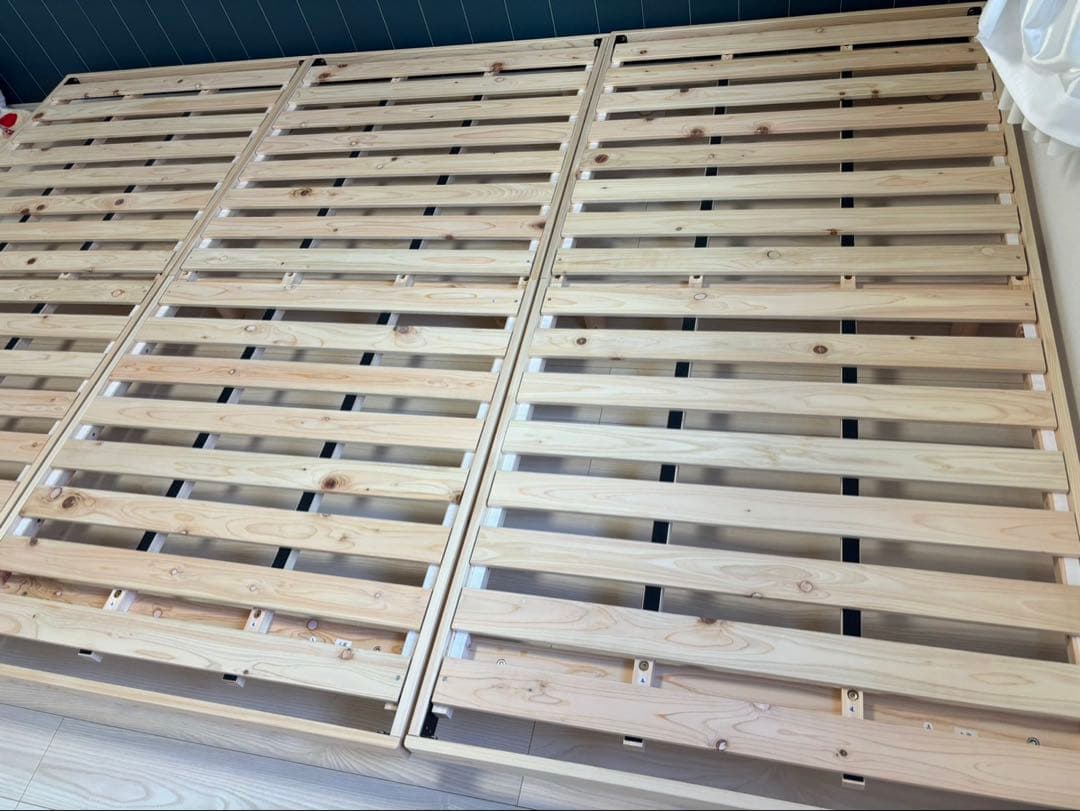 【ほぼ新品】❤️週末セール 高さ調整脚付き 檜すのこベッド（シングル