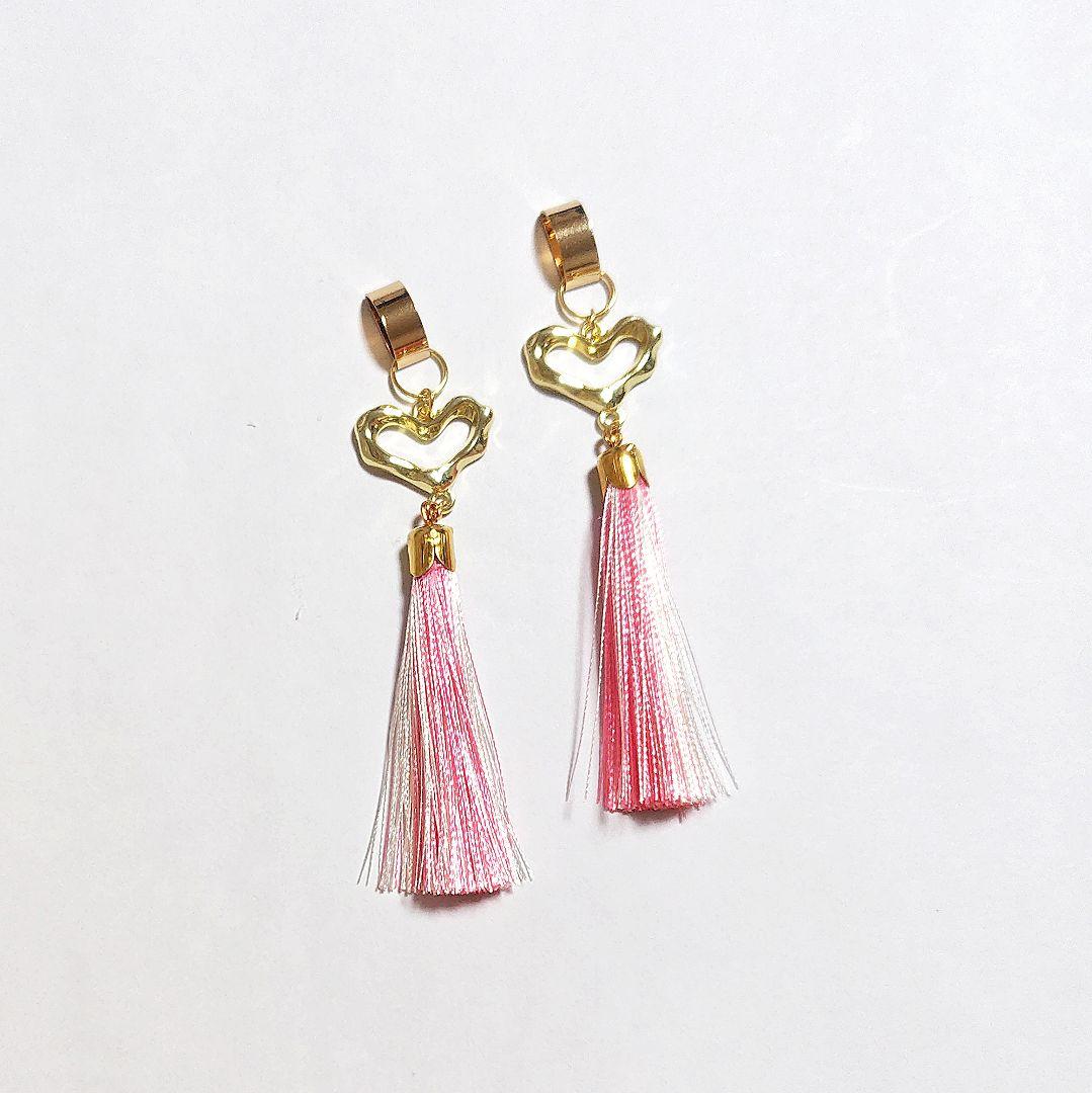【1224】ハートとタッセルのピアスイヤリング