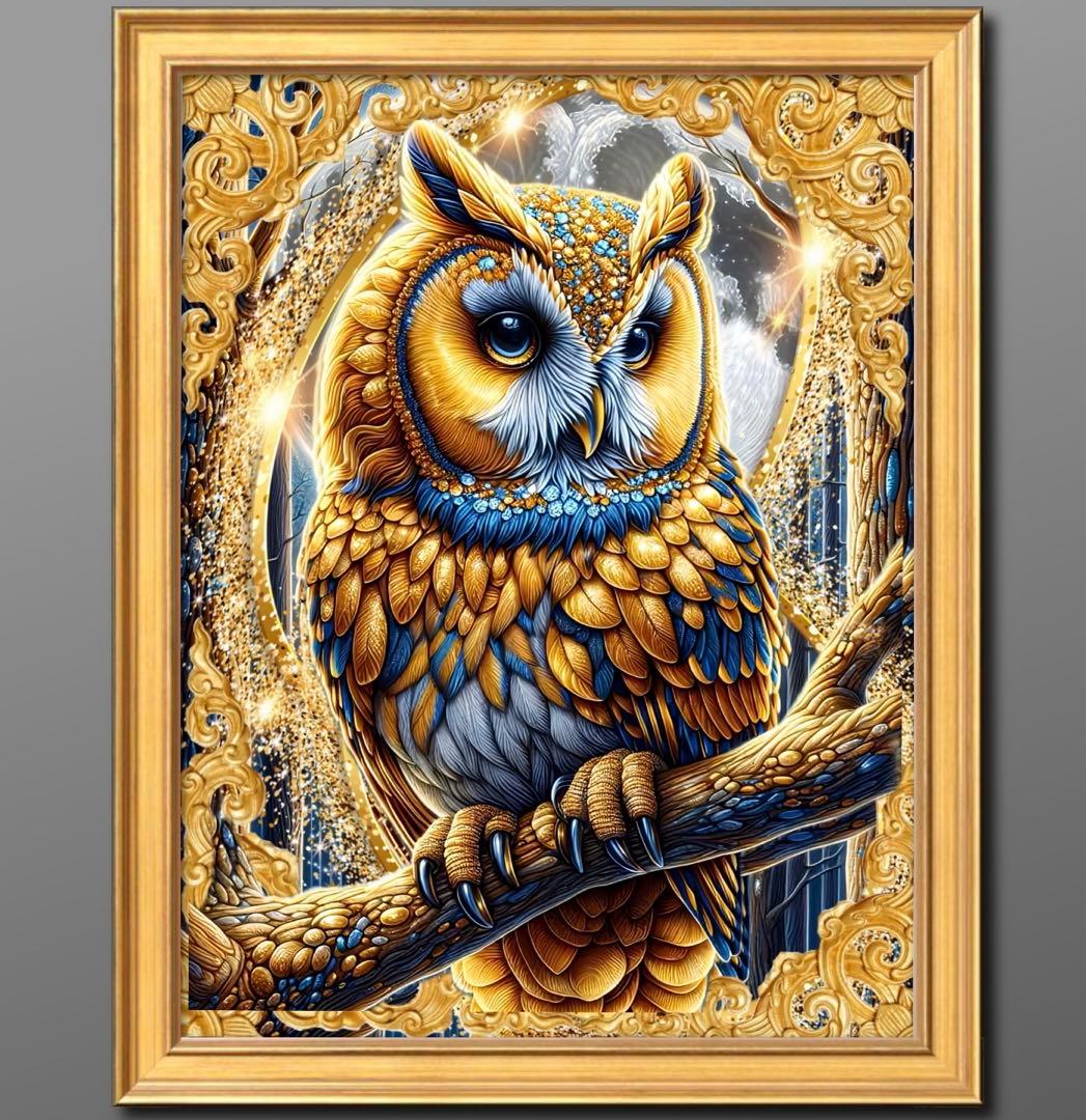 幸せ呼ぶふくろう 開運•風水ヒーリング 開運絵画グラフィックアート