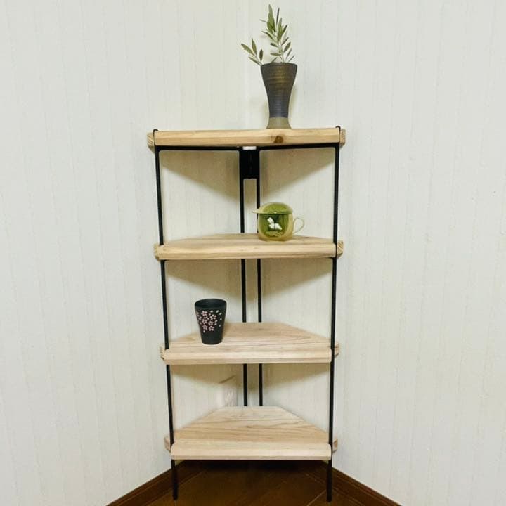 新作‼️手作りアイアン家具 飾り棚　折りたたみコーナーシェルフ おしゃれ♪