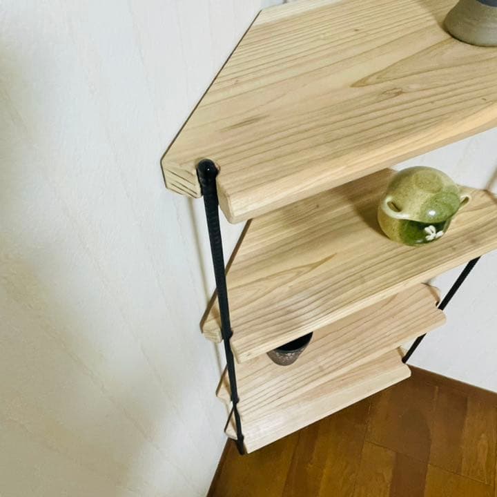新作‼️手作りアイアン家具 飾り棚　折りたたみコーナーシェルフ おしゃれ♪