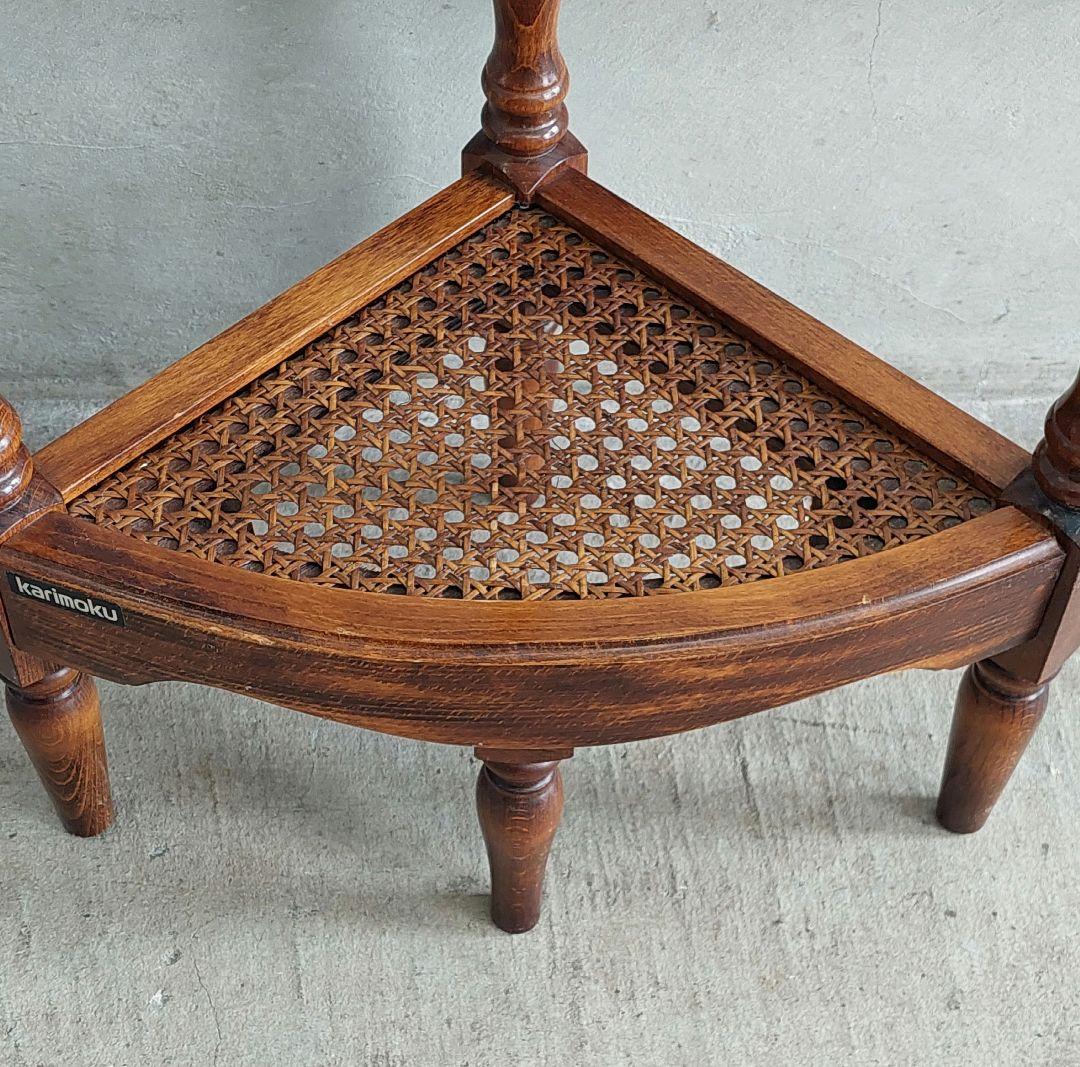 カリモク コロニアル 電話台 コーナーラック フラワースタンド