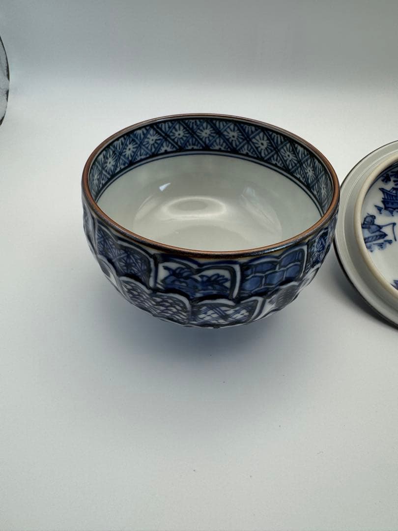 京焼 清水焼 壹楽 菊彫祥瑞 蓋付 お茶呑茶碗 5客 湯飲み 壱楽 湯呑みno2