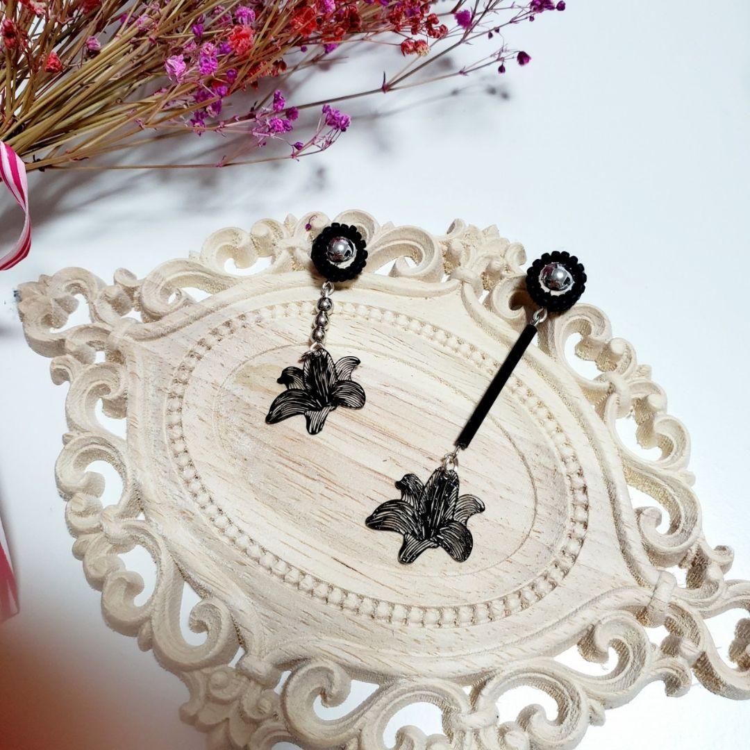 【専用】マットブラックビーズとシルバーのアシンメトリー