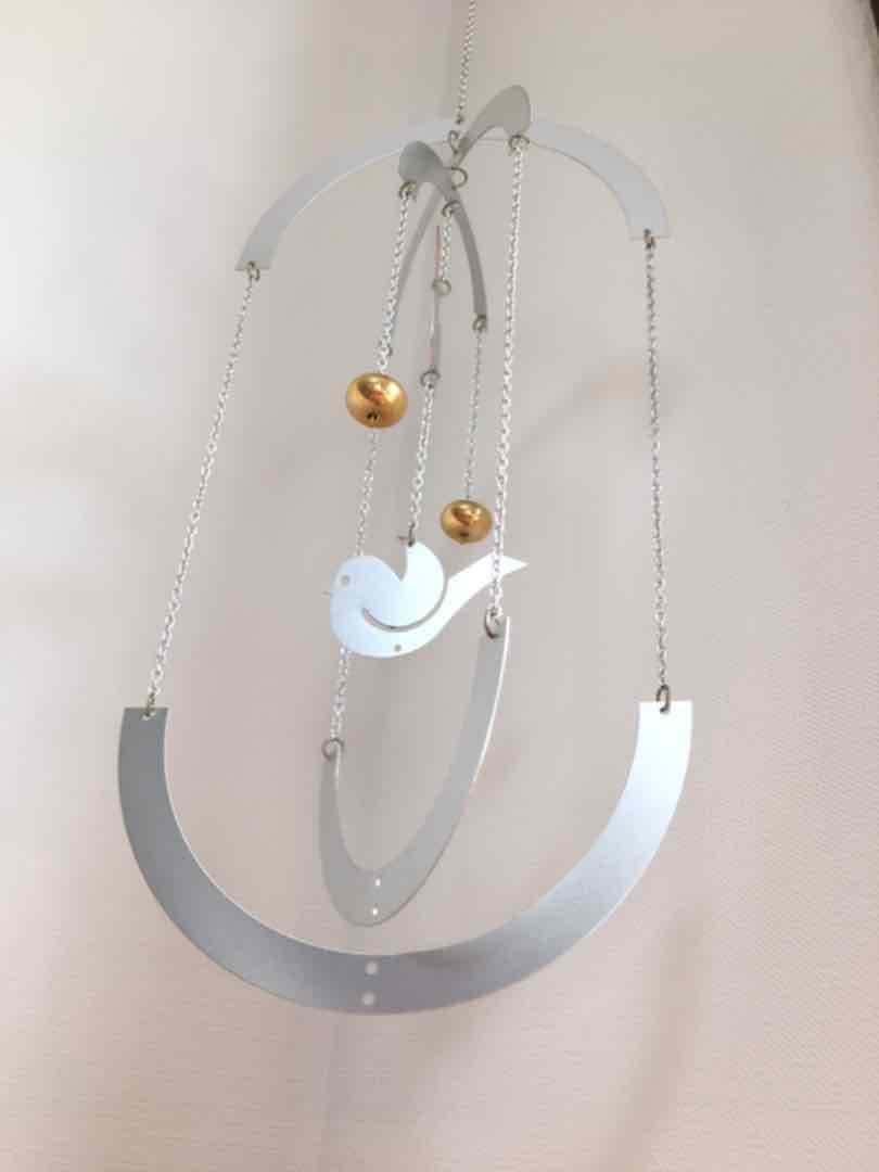 aarikka 小鳥とゴールドビーズのモビール　ヴィンテージ