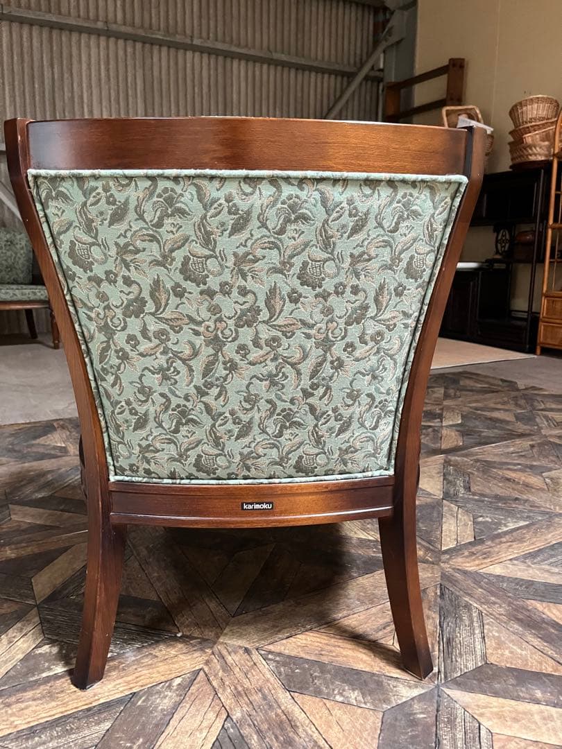 野の花子＊カリモク コロニアル シングルソファ肘掛 椅子1人掛け3脚セット