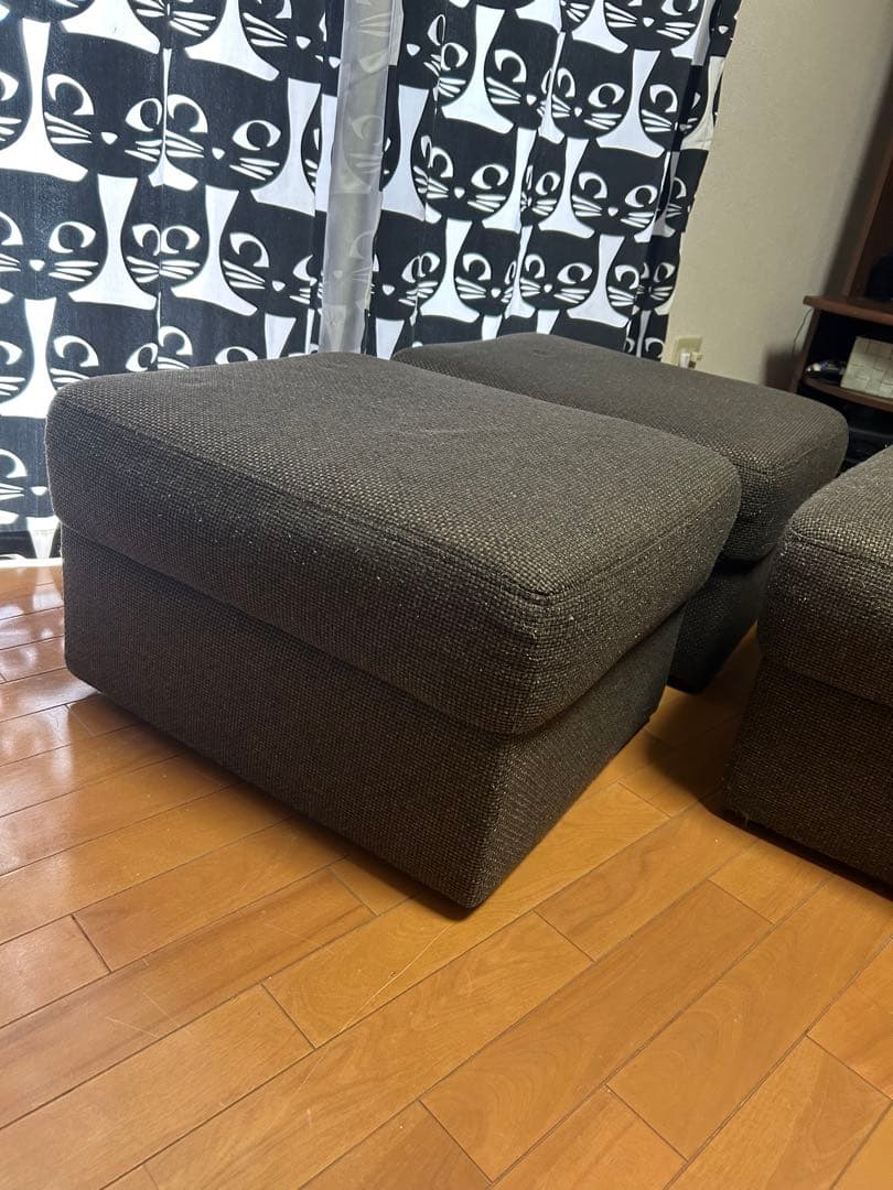 グレー ブラウンスクエアオットマン ３個セット