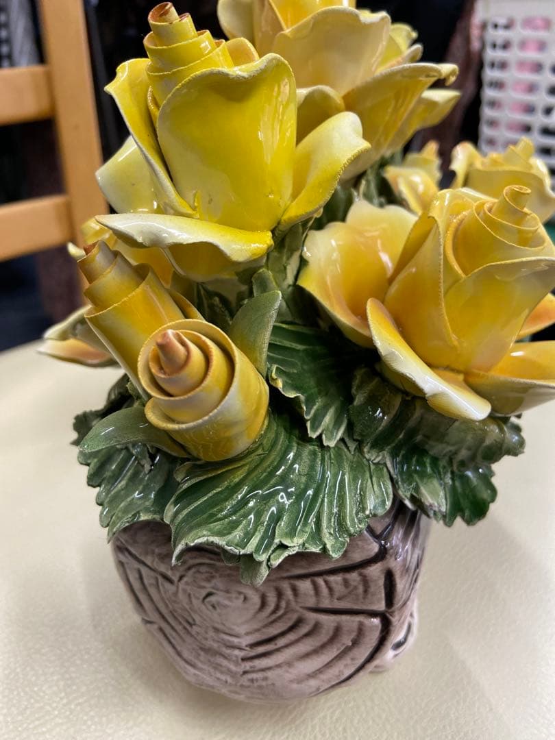 陶花　お花　置物　陶器　バラ　アンティーク