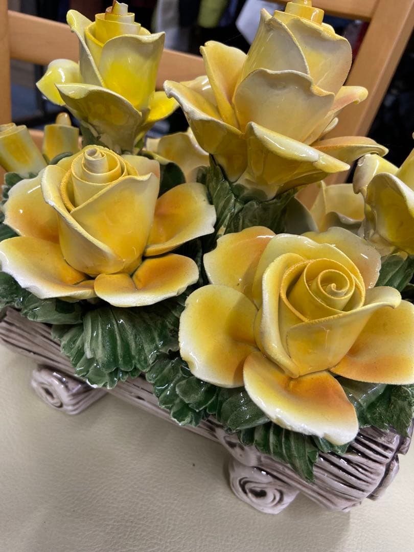 陶花　お花　置物　陶器　バラ　アンティーク