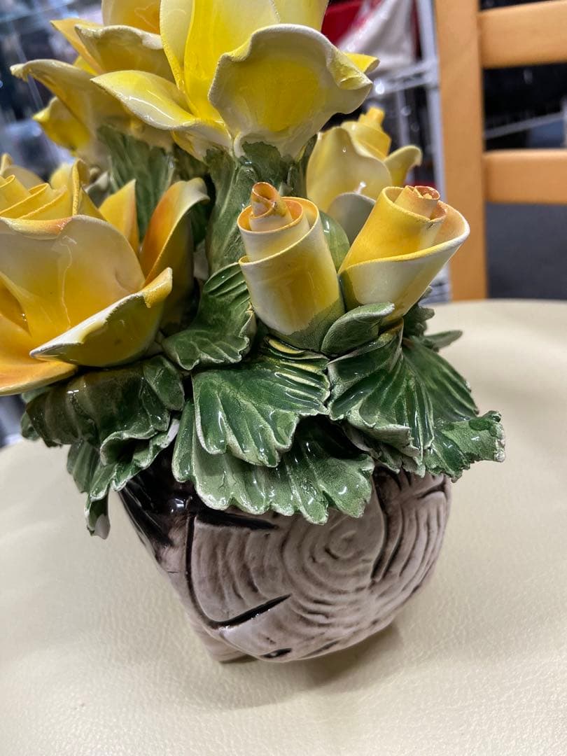 陶花　お花　置物　陶器　バラ　アンティーク