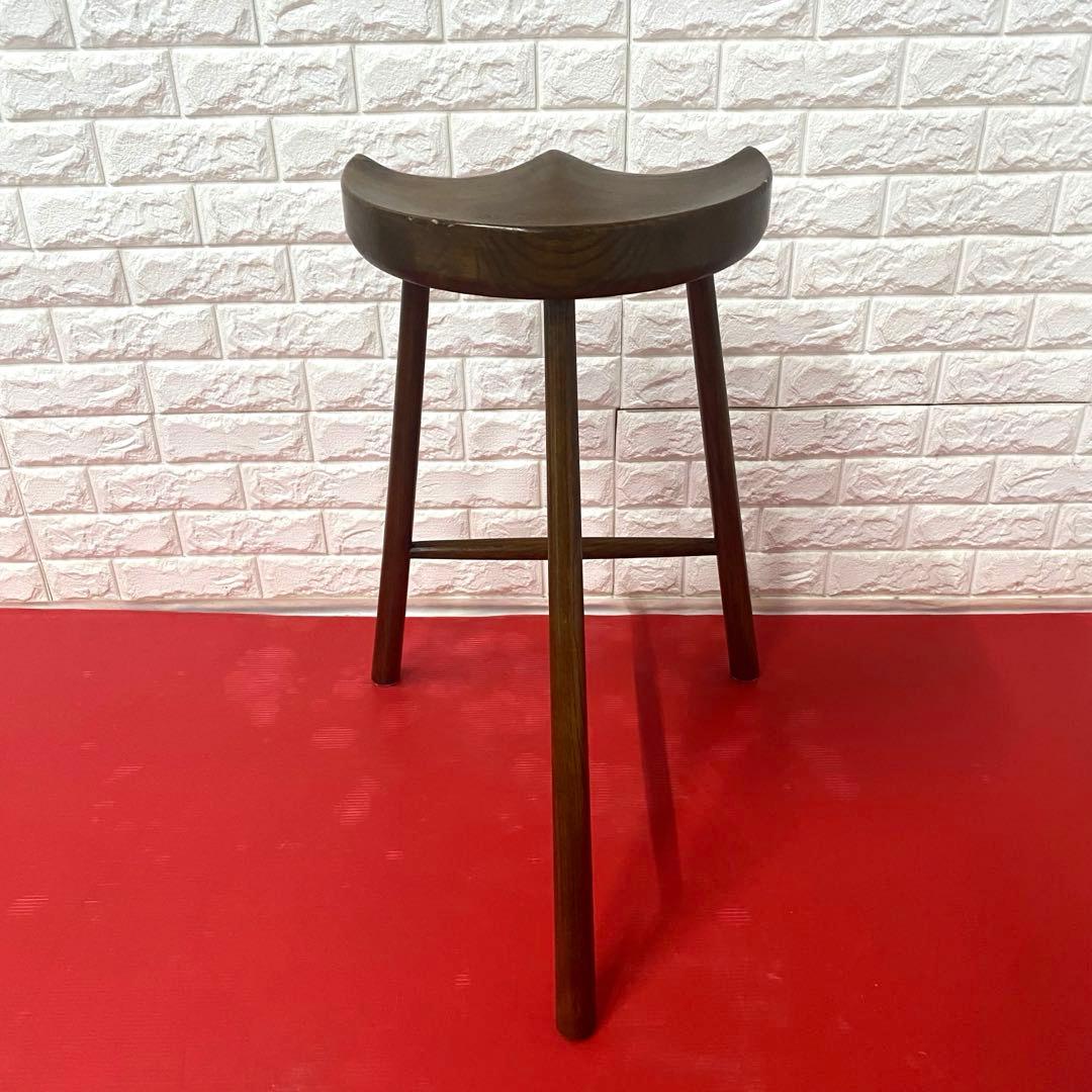 カウンターチェア ハイスツールオーク 天 然木おしゃれ木製鞍型スツールチェア