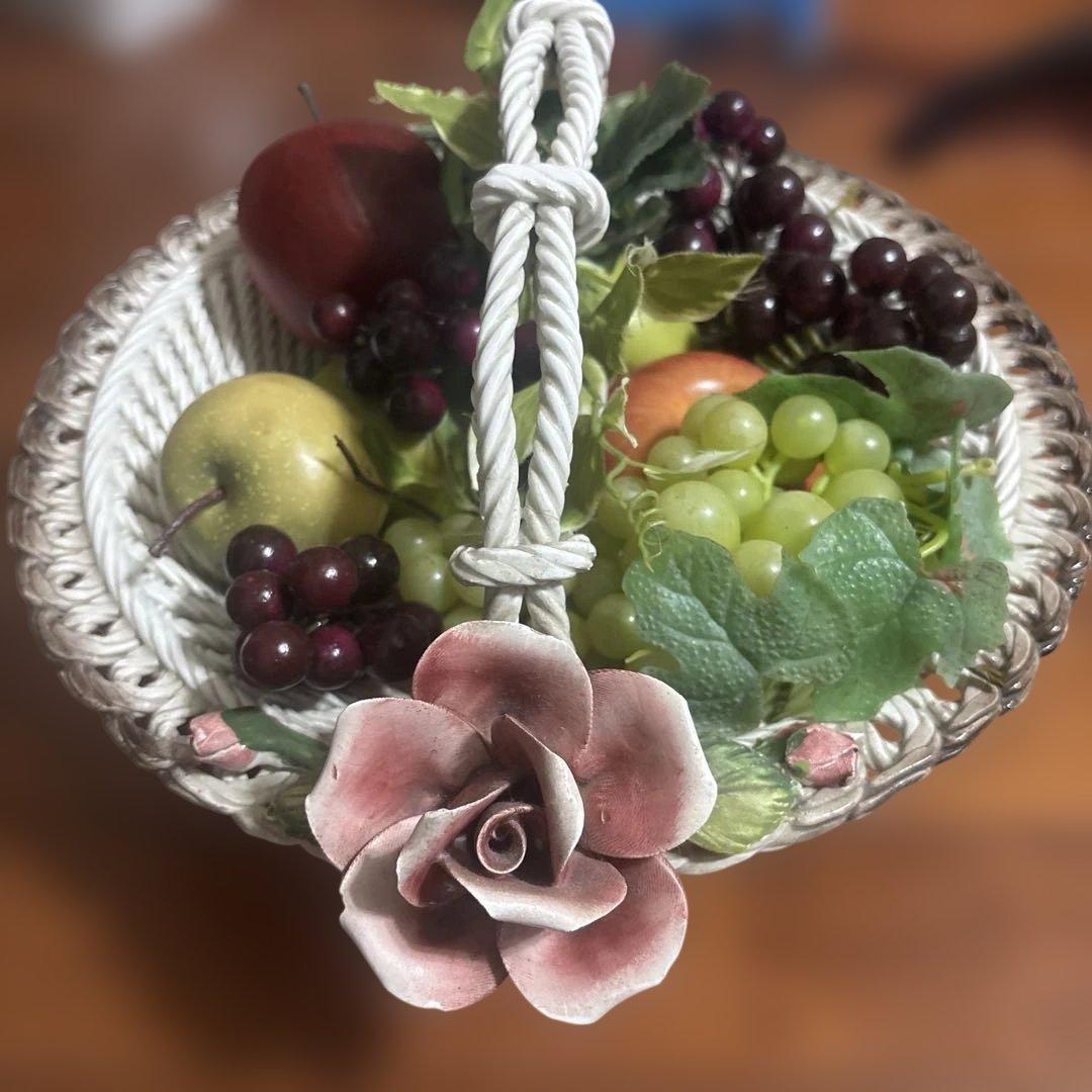 フルーツバスケット　イタリア製　陶器　果物