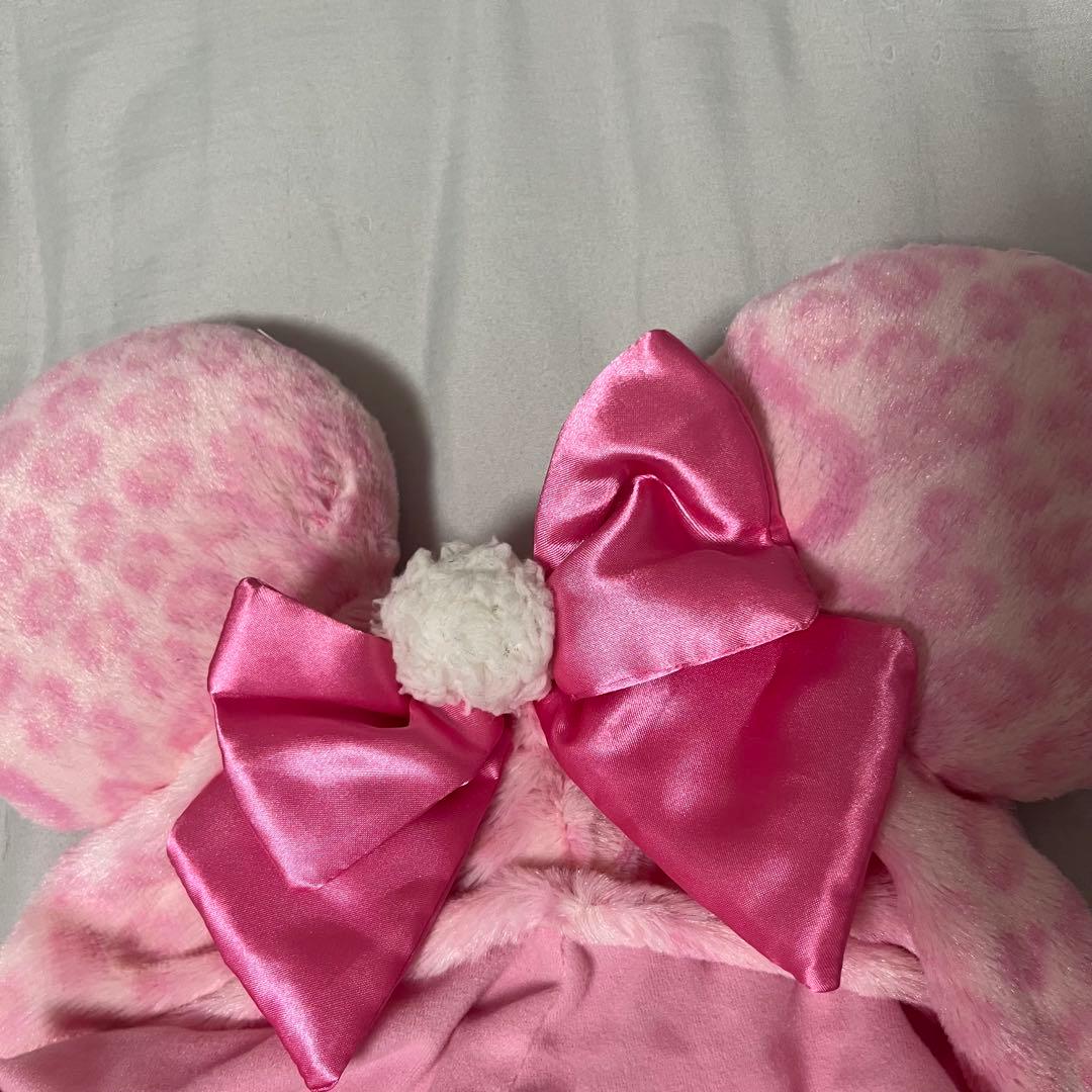 ディズニー ミニー マフラーキャップ ヒョウ柄 ピンク - メルカリ