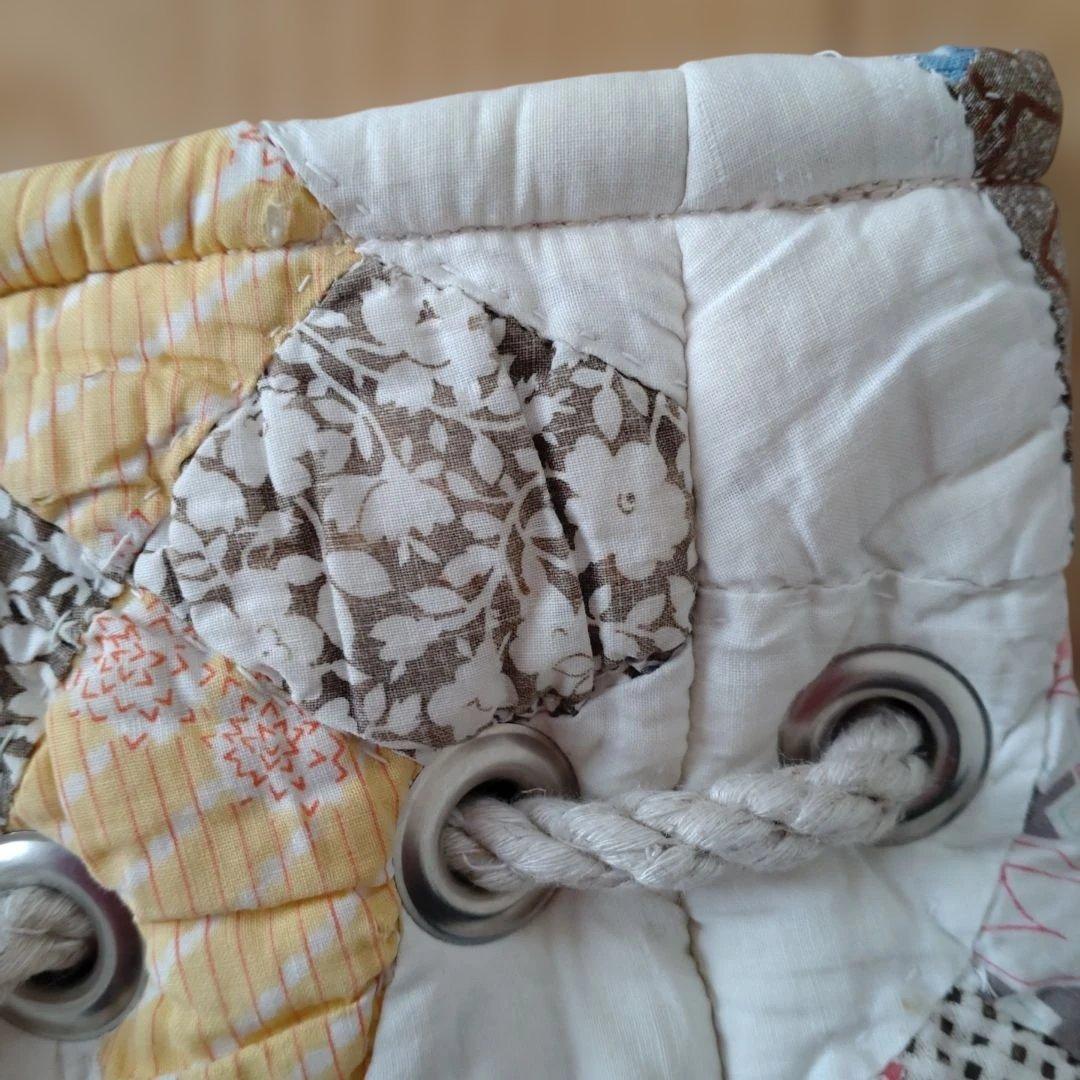 パッチワーク巾着袋 レザータッセル付き新品未使用タグ付未試着ヴィンテージ品