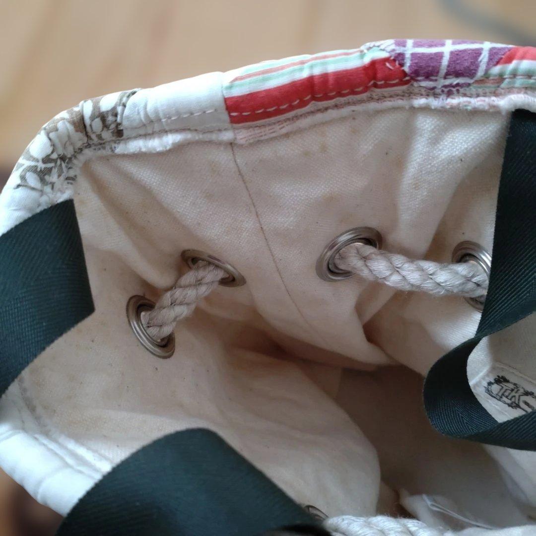 パッチワーク巾着袋 レザータッセル付き新品未使用タグ付未試着ヴィンテージ品