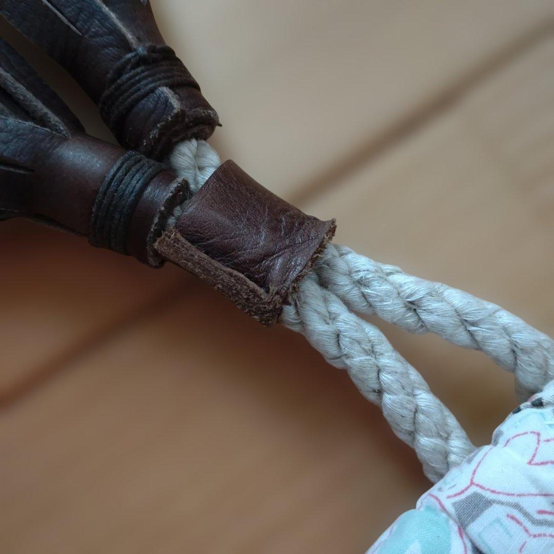 パッチワーク巾着袋 レザータッセル付き新品未使用タグ付未試着ヴィンテージ品