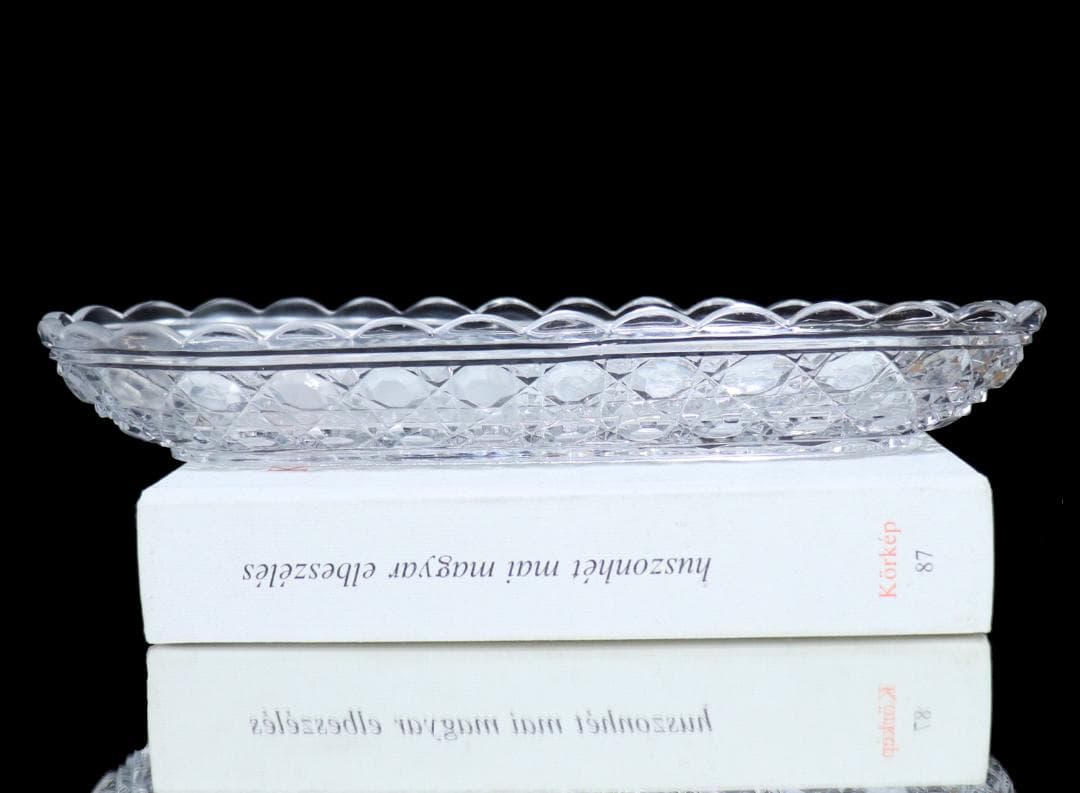 オールド・バカラ 切子長皿 大型 25.3cm ディアマン・ピエーリー 刻印有