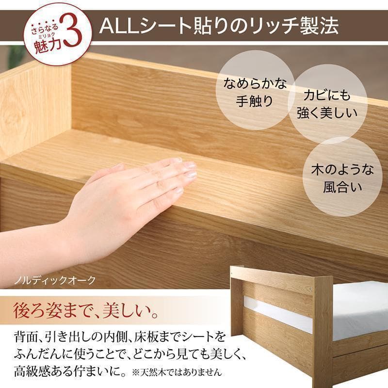 新品 送料込 シングルベッド 棚 コンセント 収納 マットレス付 保証付 AB