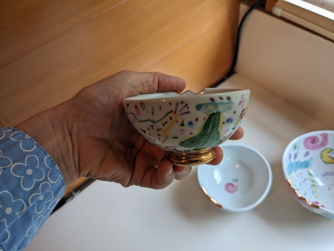 ポップなお茶碗　jun kawaguchi ボウル　３点　磁器