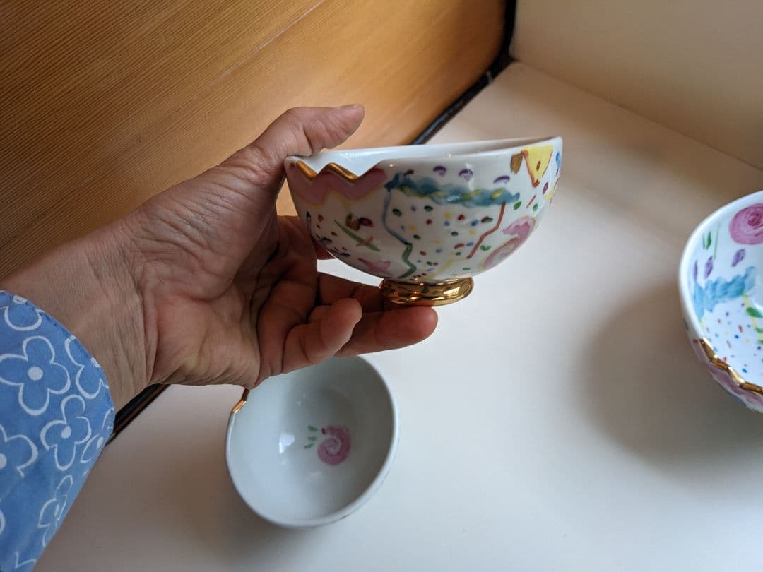 ポップなお茶碗　jun kawaguchi ボウル　３点　磁器