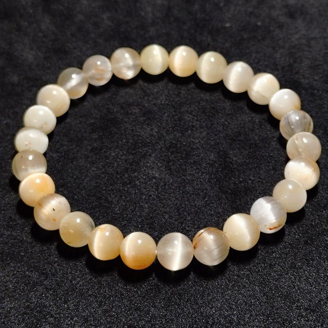 ★キャッツアイトパーズルチル 7.5ミリ珠 ブレスレット(SA+) 高品質]キャッツアイルチルクォーツブレスレット（約8.5mm玉） - 埼玉