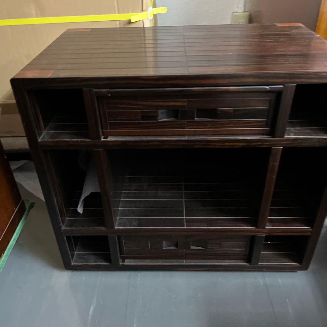貴重　大阪唐木総務無垢　黒檀　飾り台